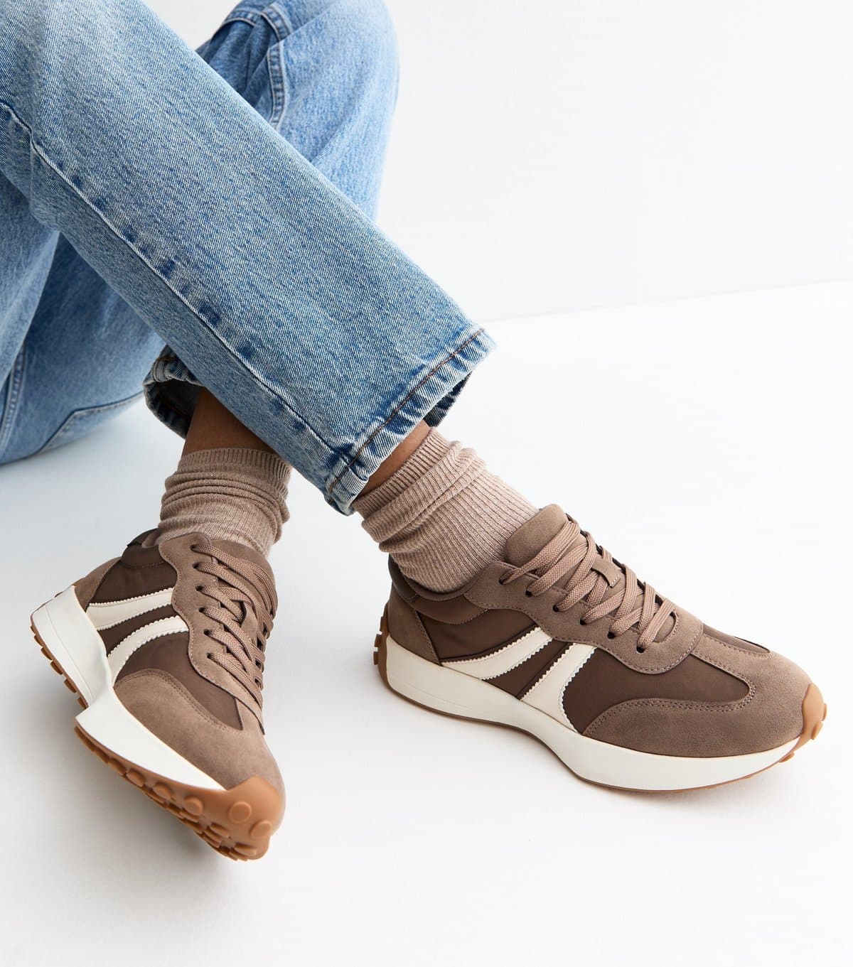 New Look New Look Brown Faux Suede Sporty Trainers