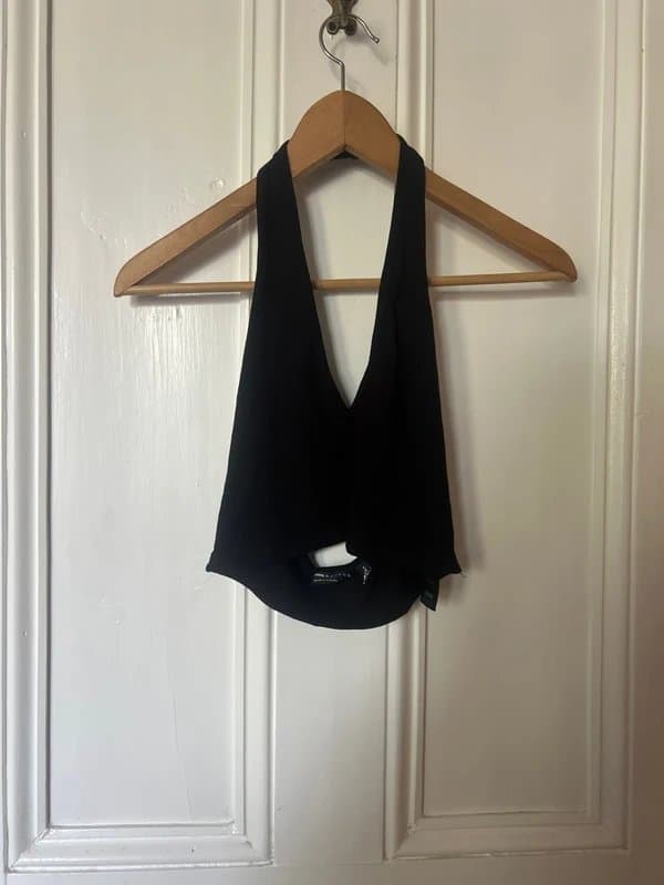 ASOS Black cropped halter top