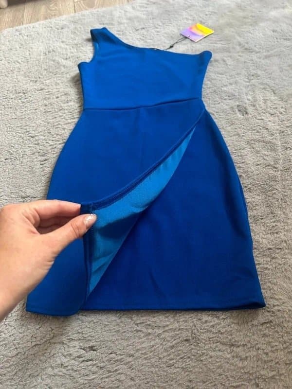 Missguided Missguided blue one shoulder Bodycon mini wrap dress size 6