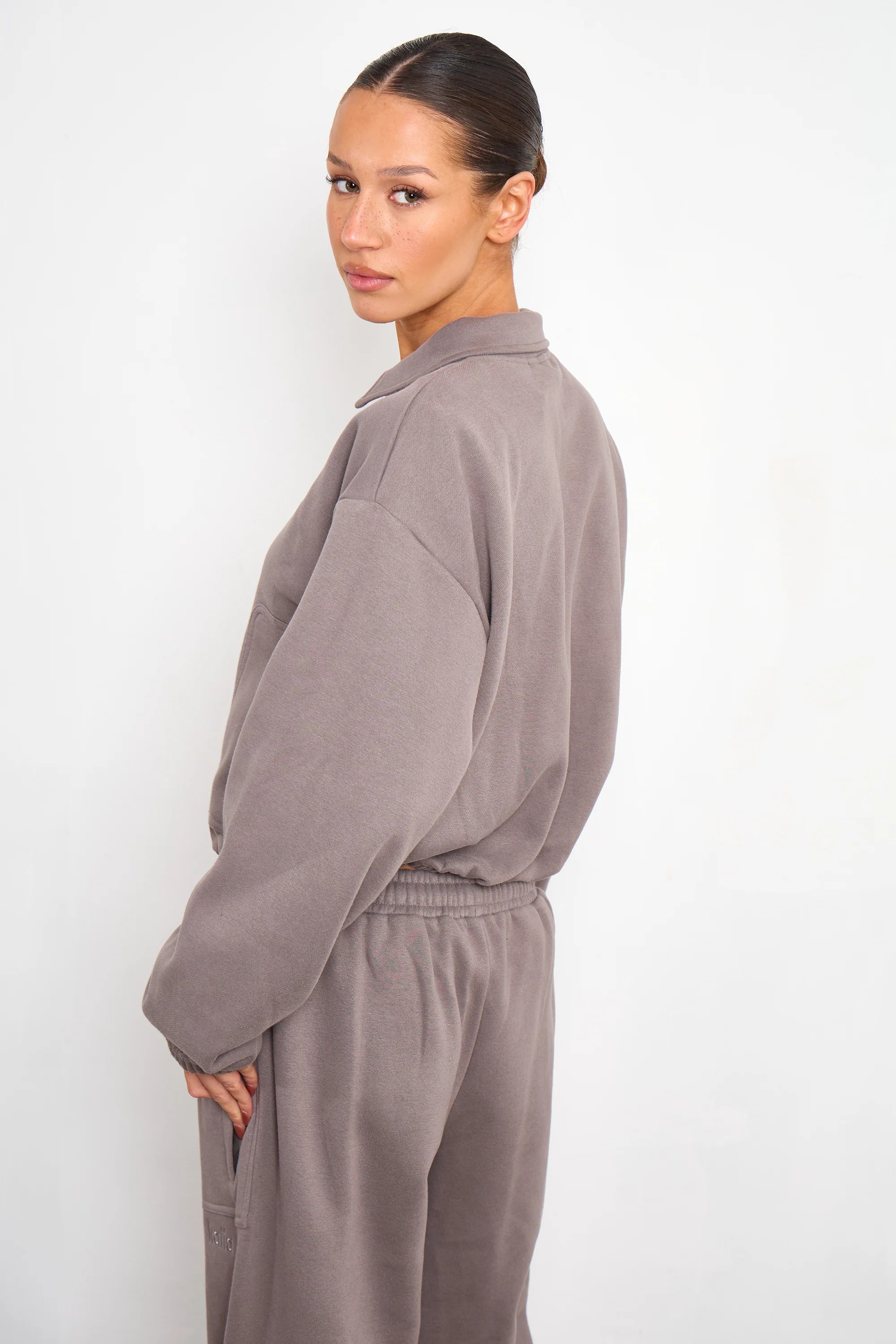 Kaiia Kaiia Pocket Detail Zip Through Sweatshirt Silver Grey - 4
