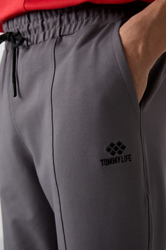 Tommy Life Tommy Life Men's Fleece Jogger Sweatpants in Mid Grey - 3