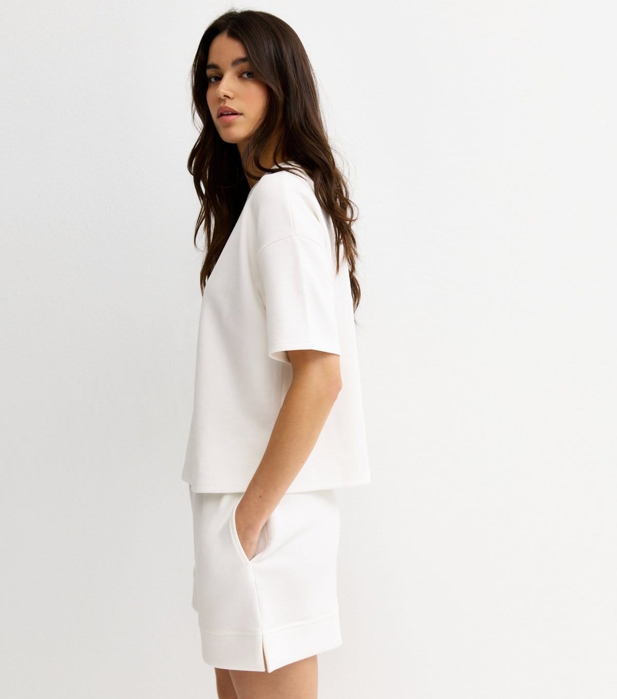New Look Cream Jersey Short Set