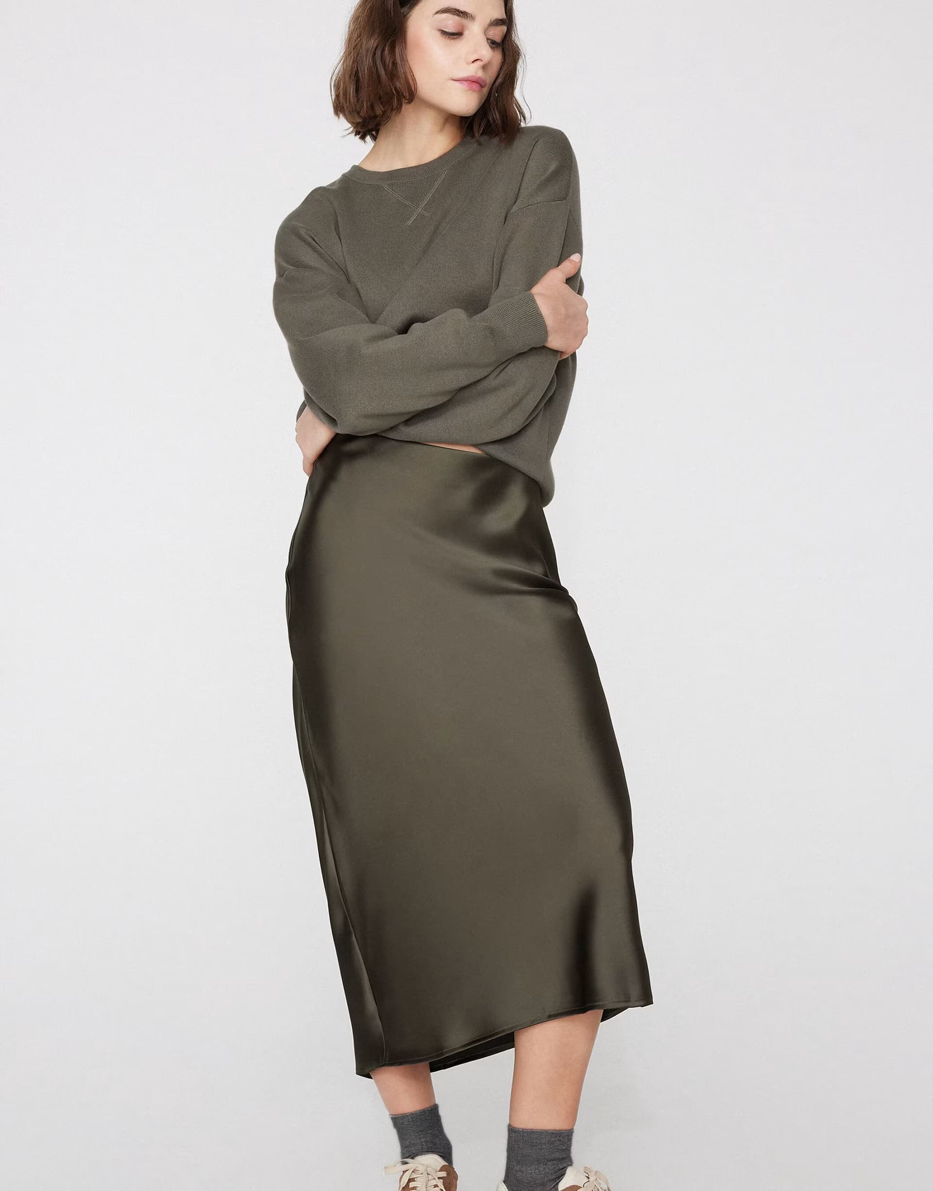 ASOS Tezenis Green Camo Satin Midi Skirt by ASOS