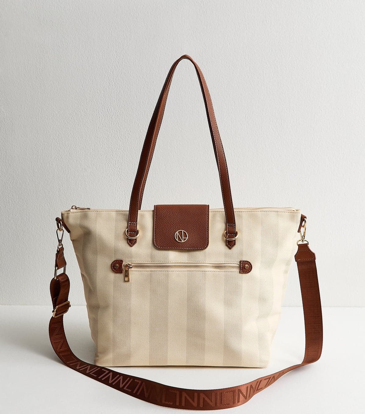 New Look New Look Cream Striped Canvas Tote Bag