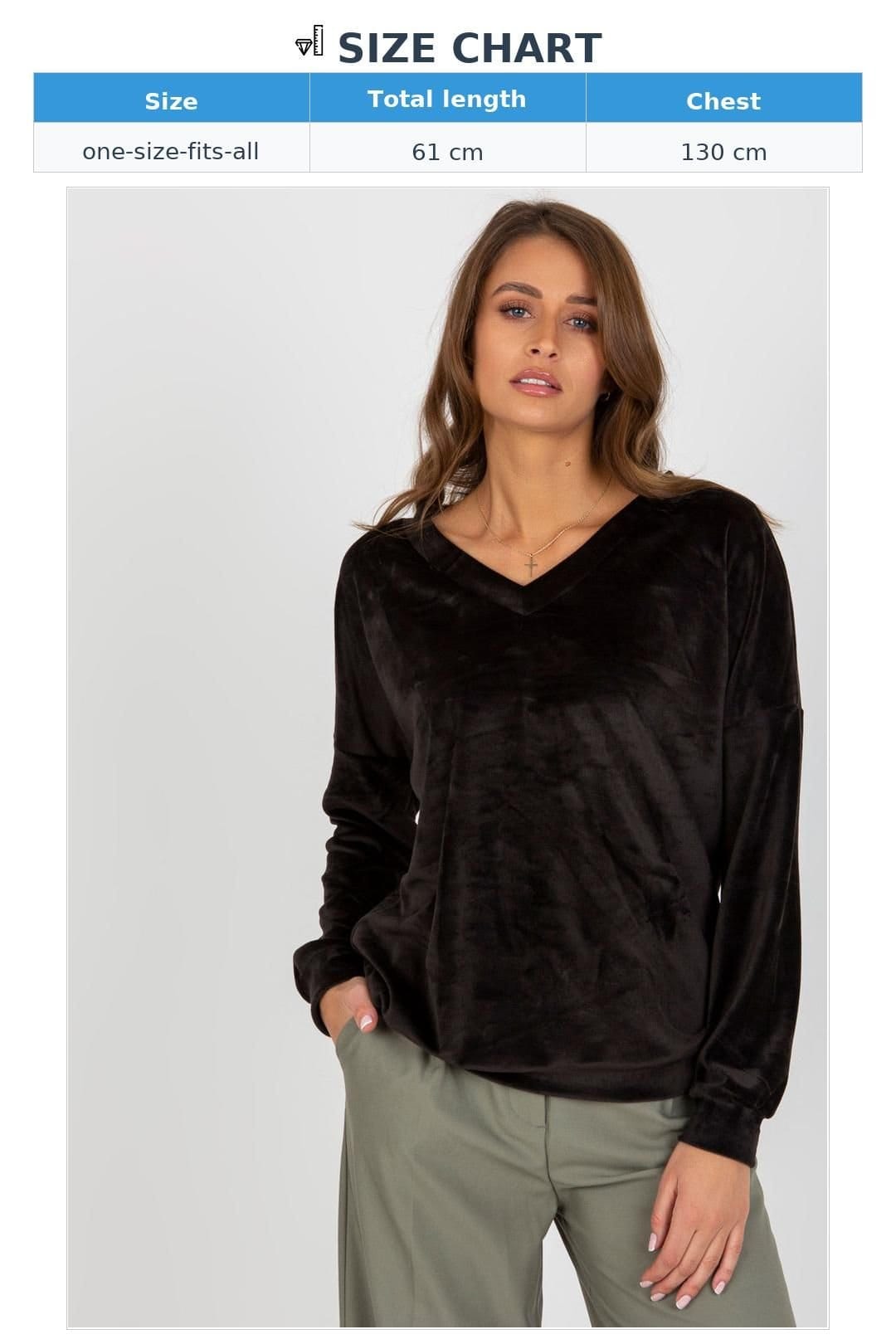 Love Lace Love Lace Women's Velour V Neck Long Sleeve Casual Sweatshirt in Black - 4