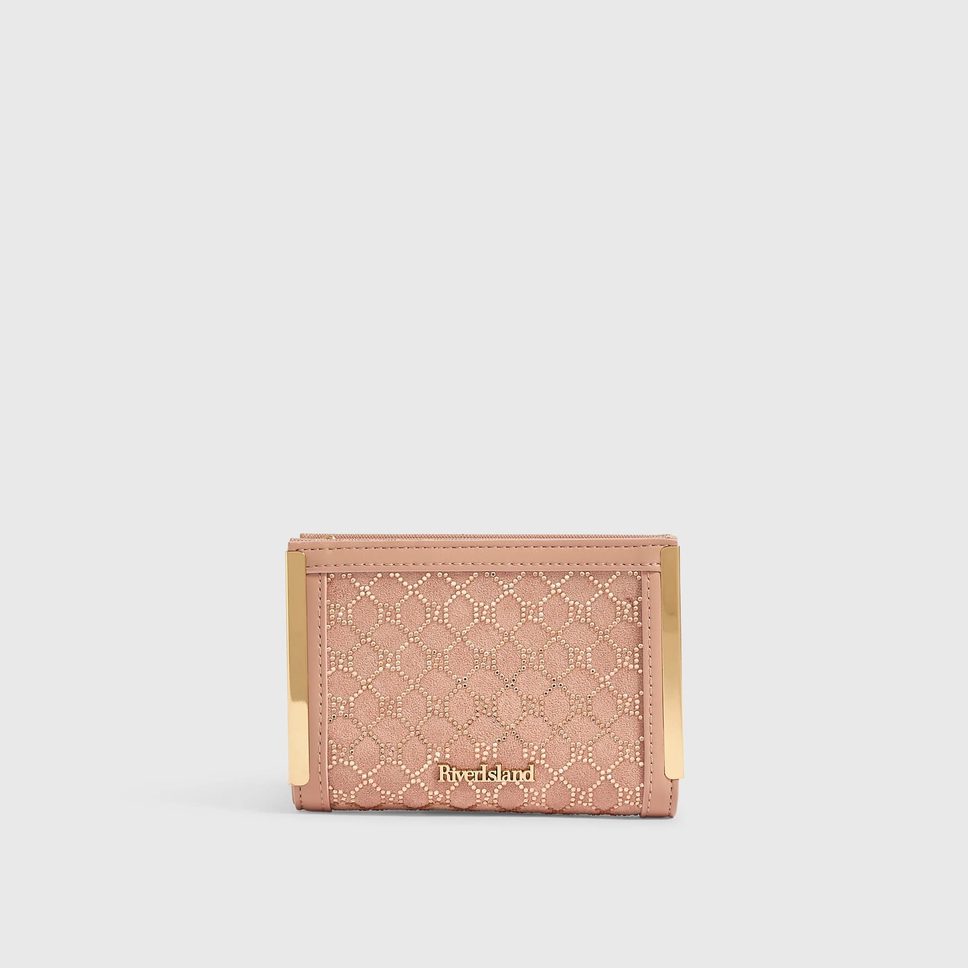 River Island River Island Womens Pink Embellished Monogram Foldout Purse