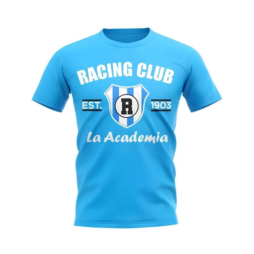 Racing Club Racing Club Men's Personalised Established Football T-Shirt Sky in Light Blue