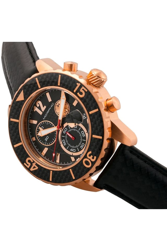 Morphic Morphic Men's M51 Series Chronograph Leather-Band Watch with Date in Rose Gold - 3