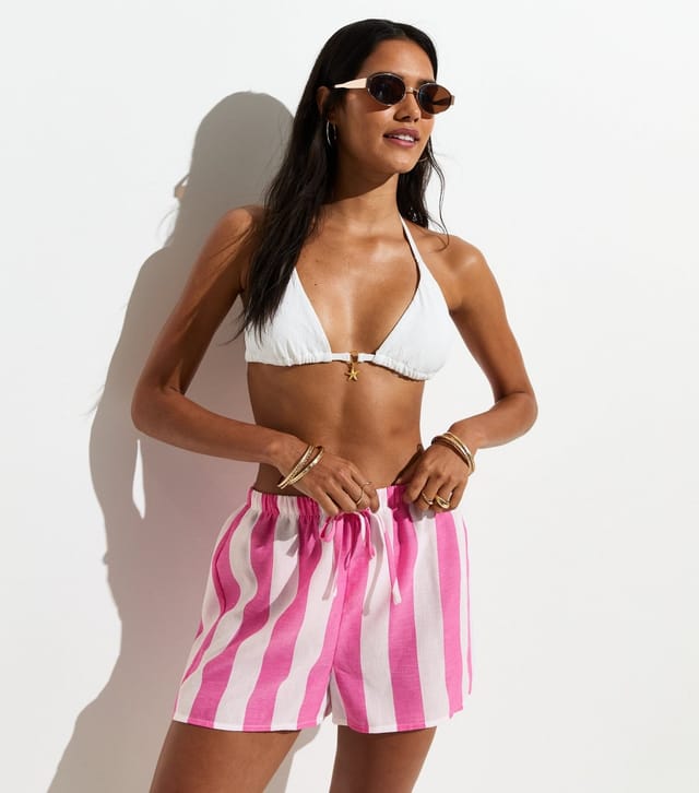 New Look Women's Pink Bold Stripe Beach Shorts New Look - 3