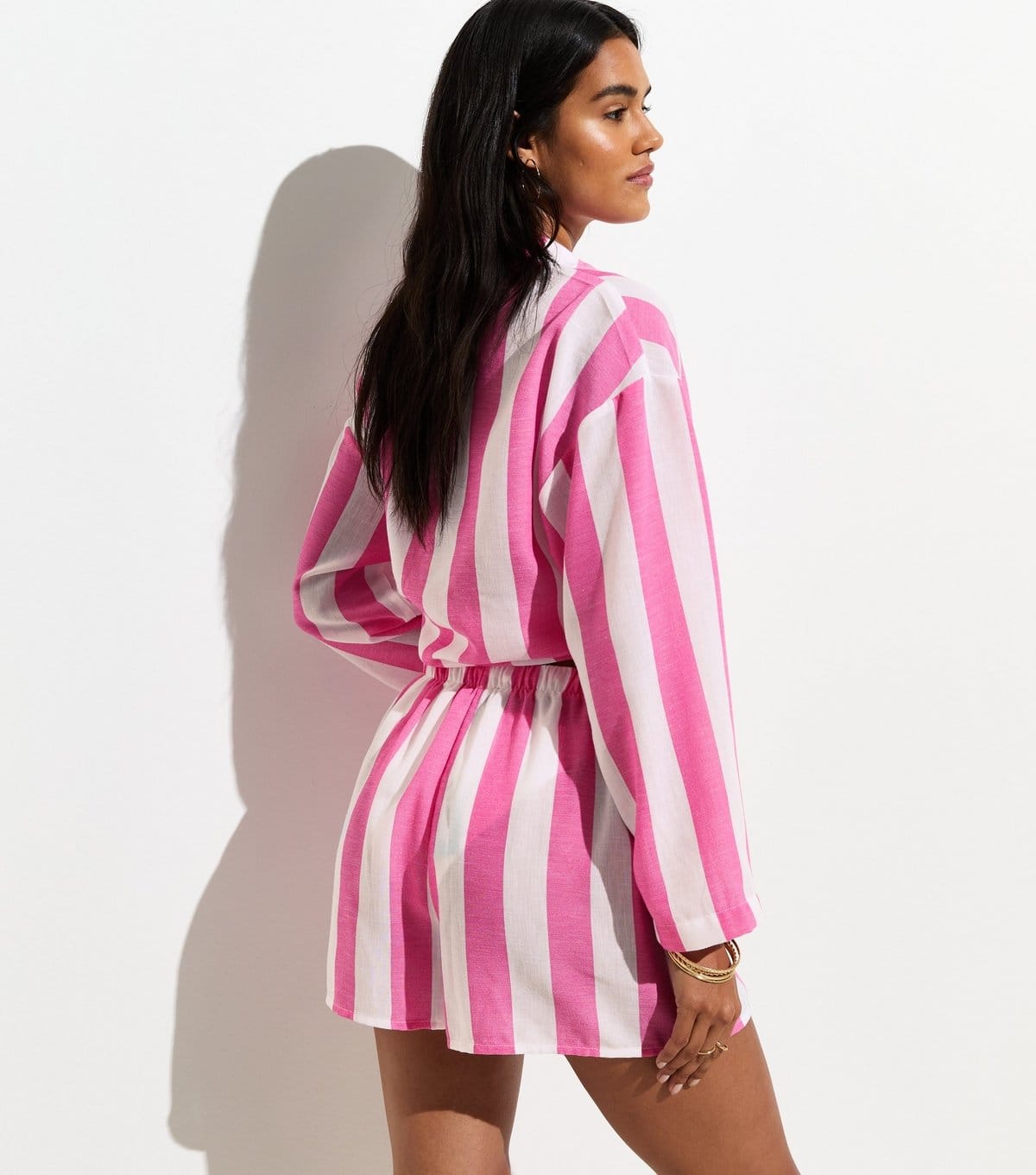 New Look Women's Pink Bold Stripe Beach Shorts New Look - 4