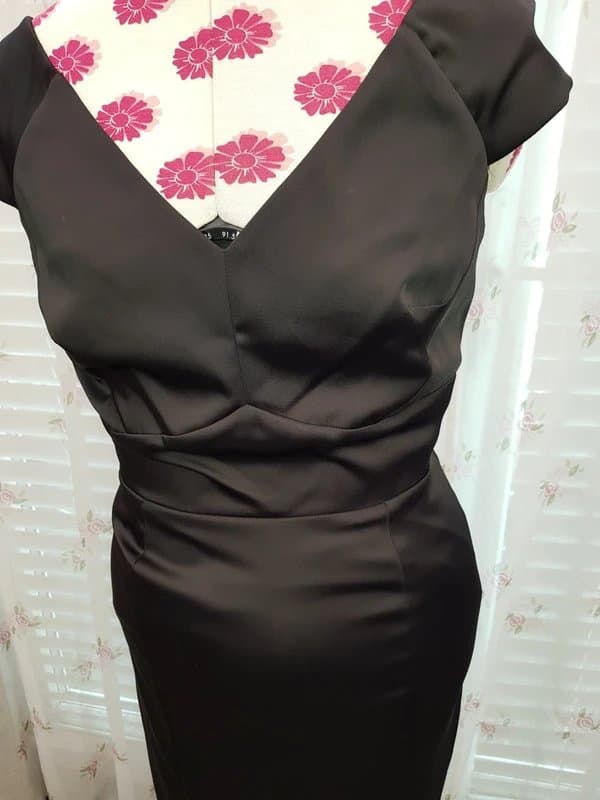 George George black satin like dress. Fully lined. Brand new.