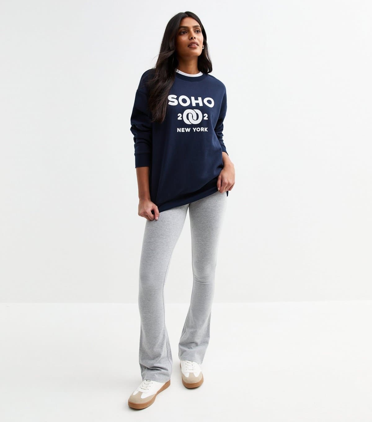 New Look Women's Light Grey High Rise Kick Flare Leggings New Look