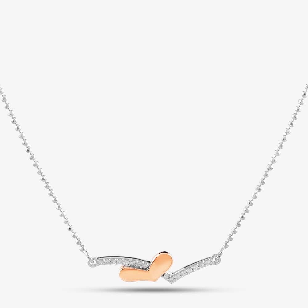 T.H.Baker T.H.Baker Women's Silver & Rose Gold Plating Cubic Zirconia Wishbone Necklace 2THB018904 - 1