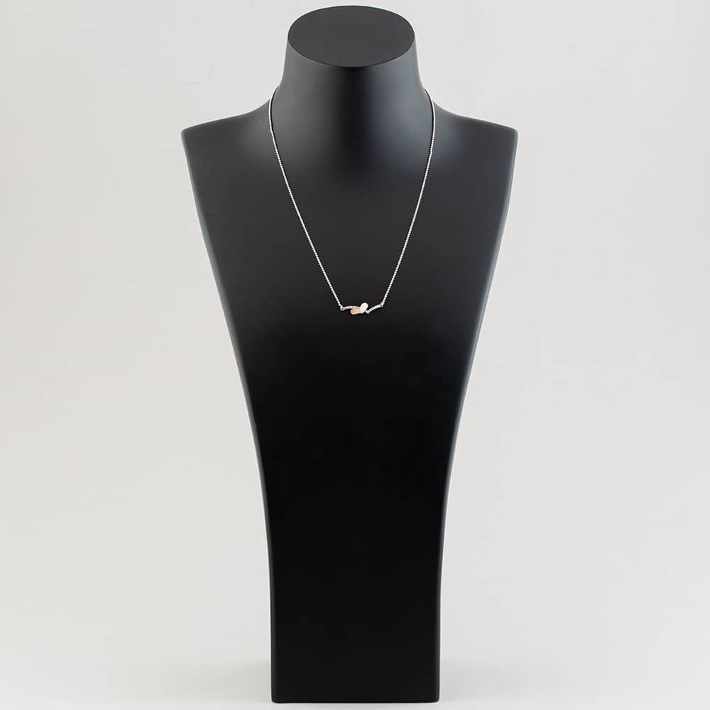T.H.Baker T.H.Baker Women's Silver & Rose Gold Plating Cubic Zirconia Wishbone Necklace 2THB018904 - 2