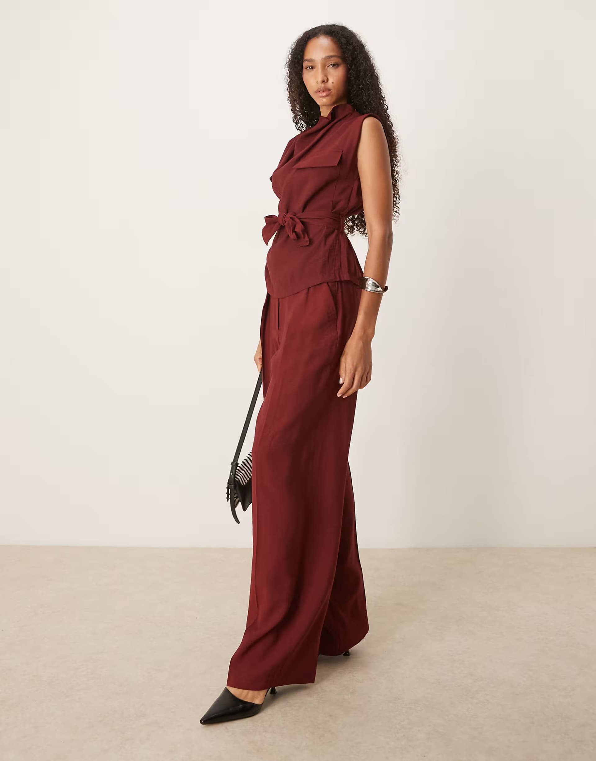 ASOS Mango tailored baggy trouser co-ord in red