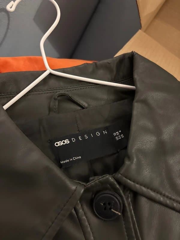 ASOS ASOS Design boxy fit green leather jacket