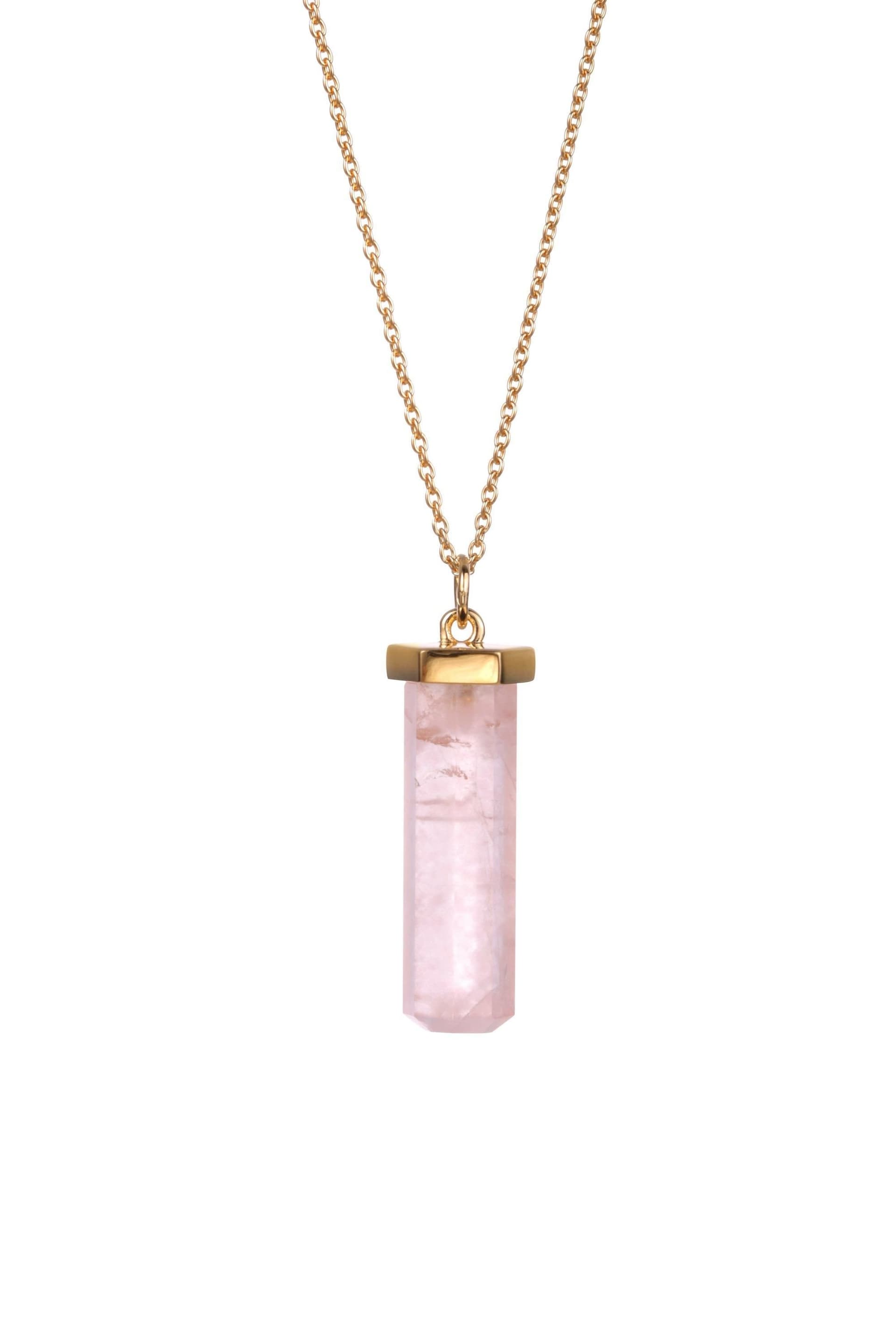 The Fine Collective The Fine Collective Gold Rose Quartz Pendant Necklace