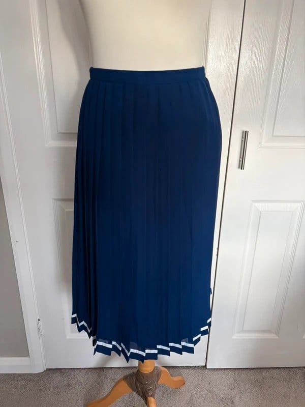 Bellino Navy Pleated Midi Skirt UK 6/8