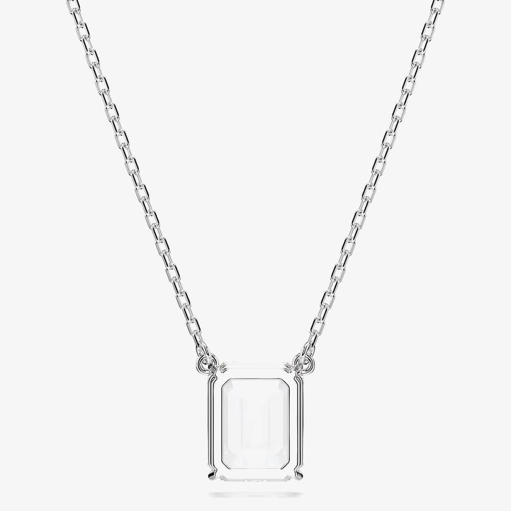 Swarovski Swarovski Women's Stilla Rhodium Plated White Octagonal Necklace 5693405 in Silver - 4