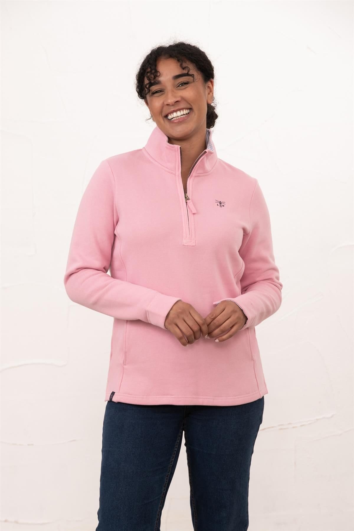 Lighthouse Clothing Lighthouse Clothing Women's Shore Sweatshirt Cotton Funnel Neck Jersey in Rose - 4