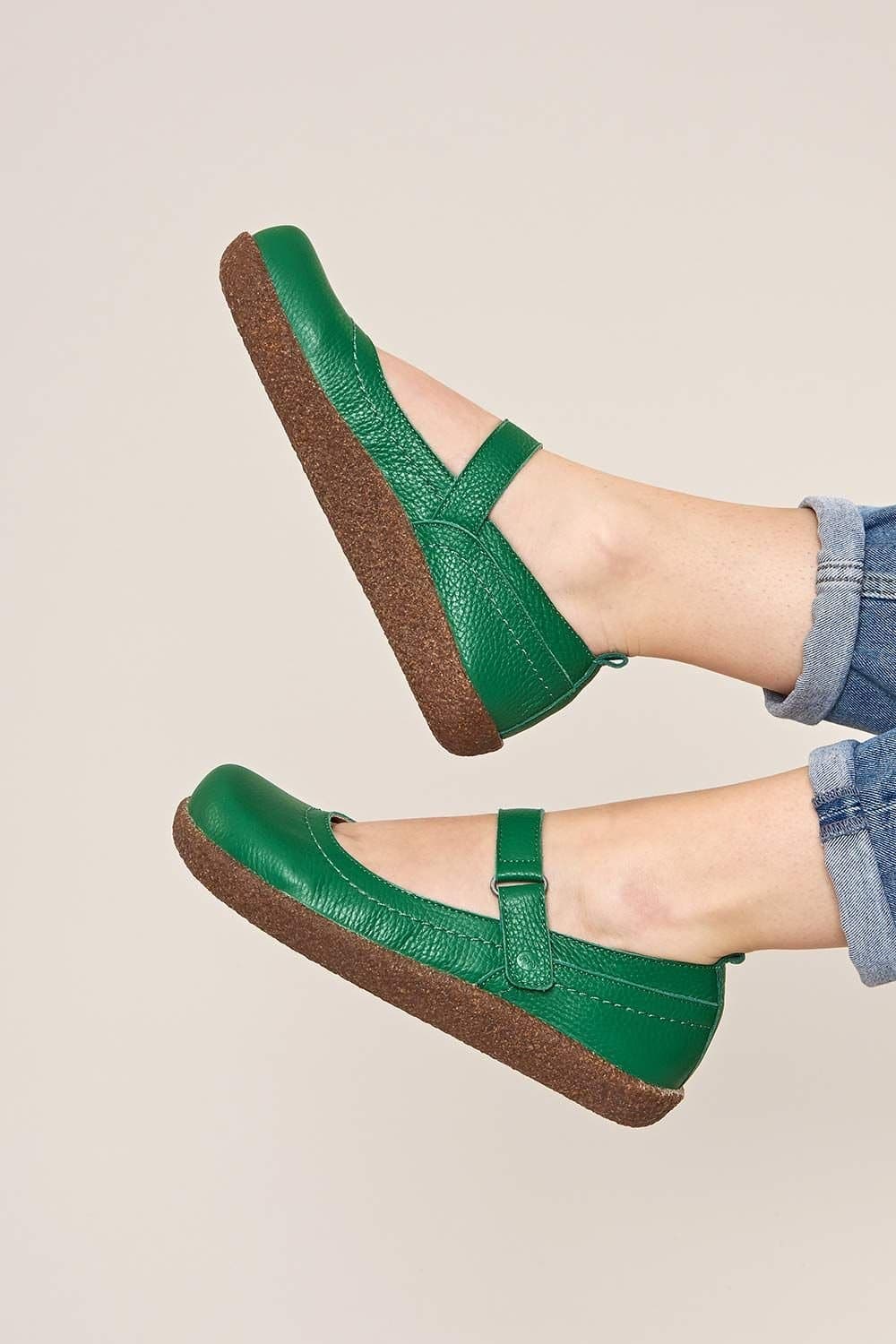 Moshulu Moshulu Bright Green Leather Mary Jane Clog Shoes