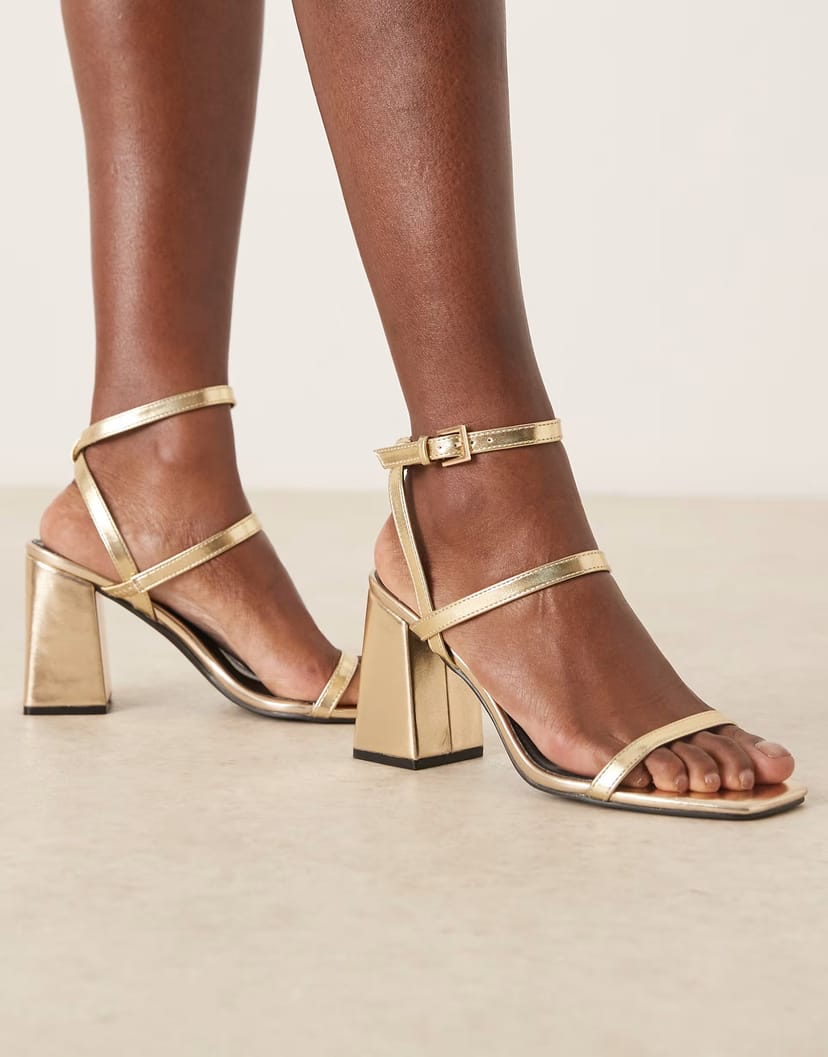 ASOS RAID Jeeya block heeled sandals in gold - 1