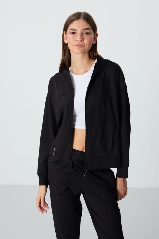 Tommy Life Tommy Life Women's Women's Hooded Zip Sweatshirt & Pants Set in Black - 2