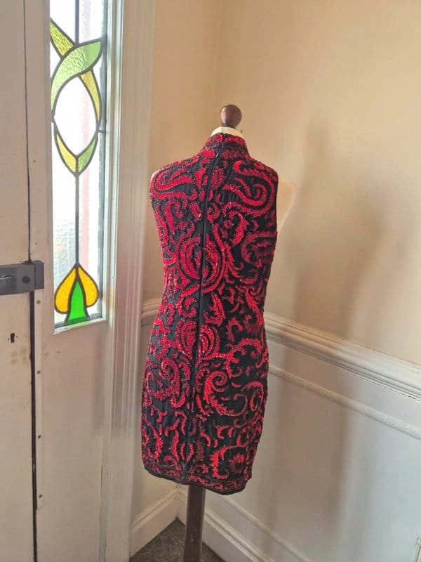ASOS Red Black Sequin Beaded Mini Dress