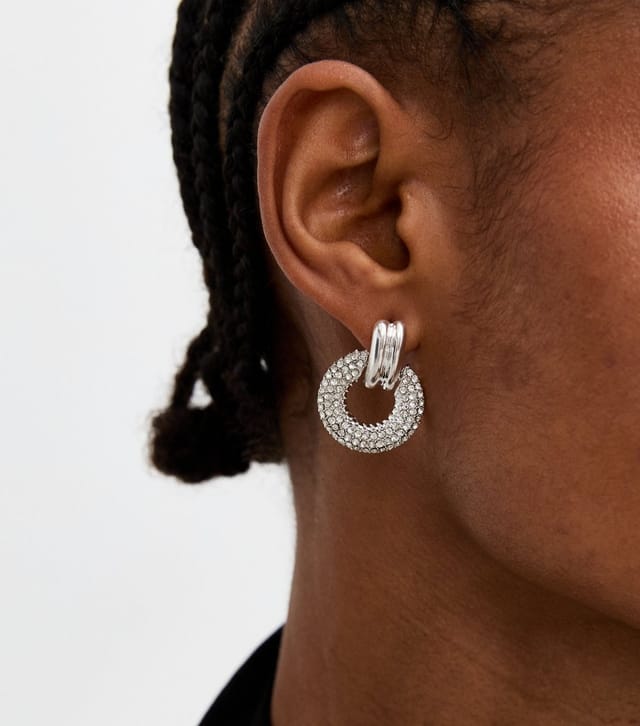 New Look Silver Tone Crystal Drop Earrings New Look - 2