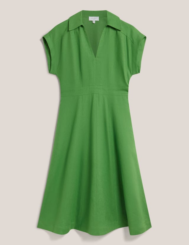 Hobbs London Hobbs London Women's Shona Linen Midi Dress in Green - 2