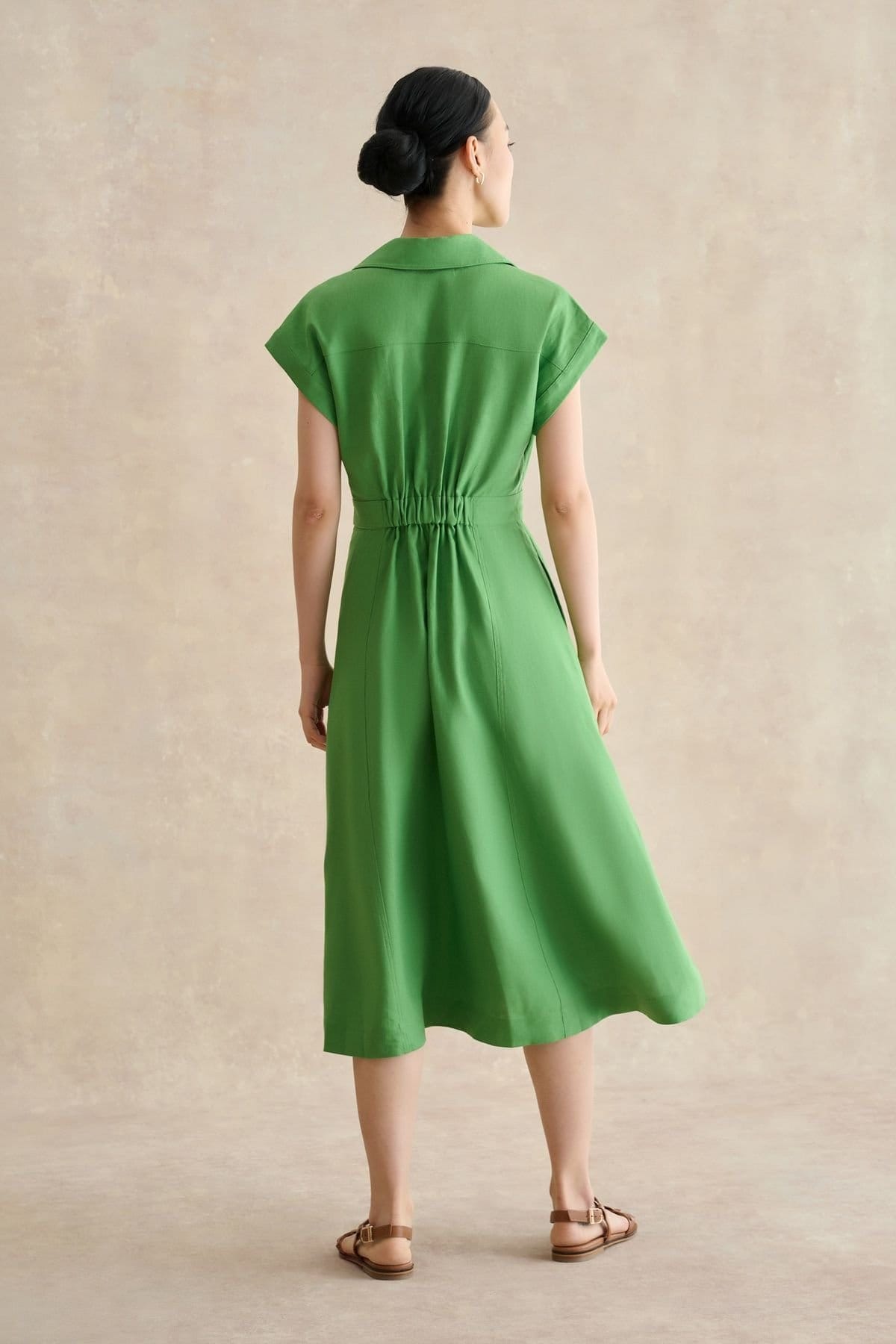 Hobbs London Hobbs London Women's Shona Linen Midi Dress in Green - 4
