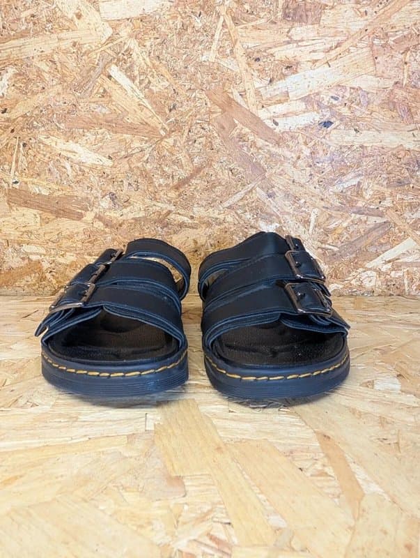 Dr. Martens Dr Martens Black Leather Athena Sandals UK 5 EU 38 Buckle Slip On Raine Wedge