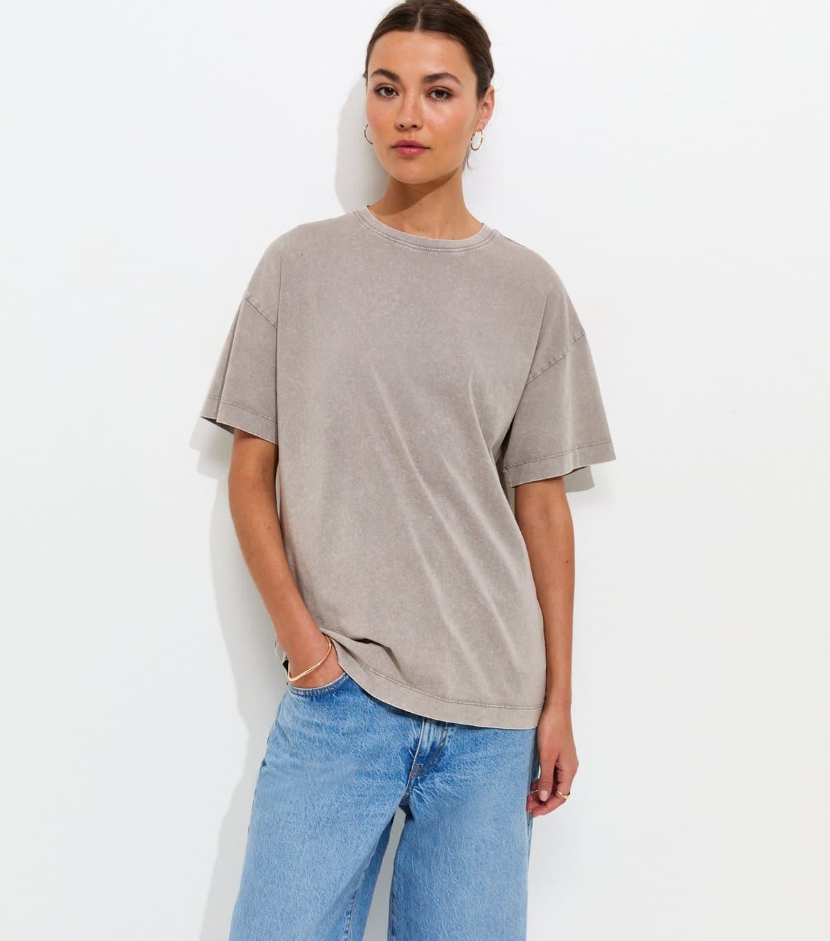 New Look New Look Light Brown Oversized Jersey T-Shirt