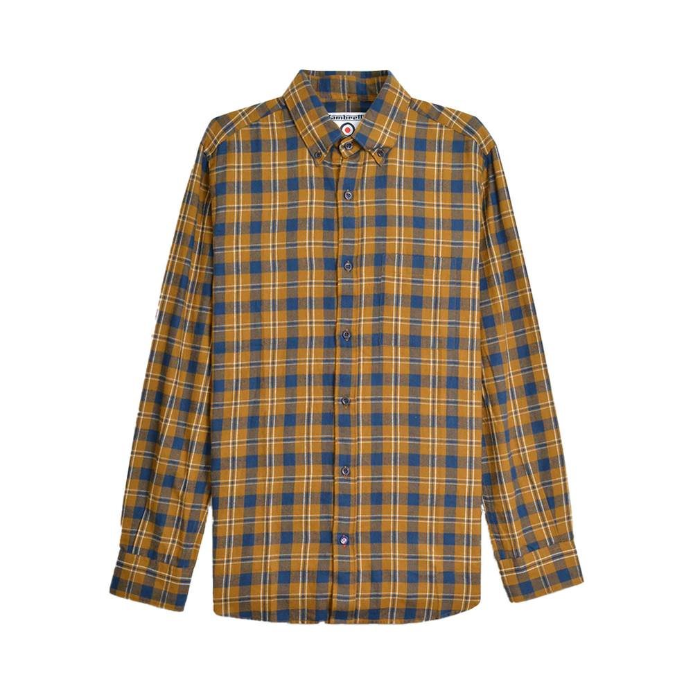 Lambretta Lambretta Men's Checked Brushed Long-Sleeved Shirt in Mustard - 2