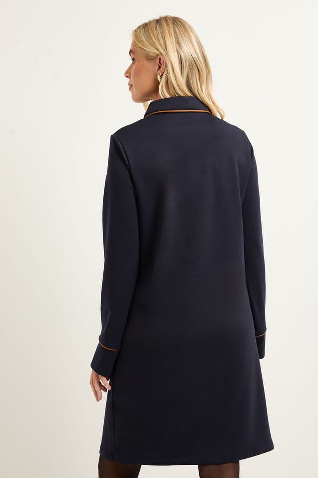 Wallis Wallis Women's Petite Ponte Button Shift Dress in Navy - 3