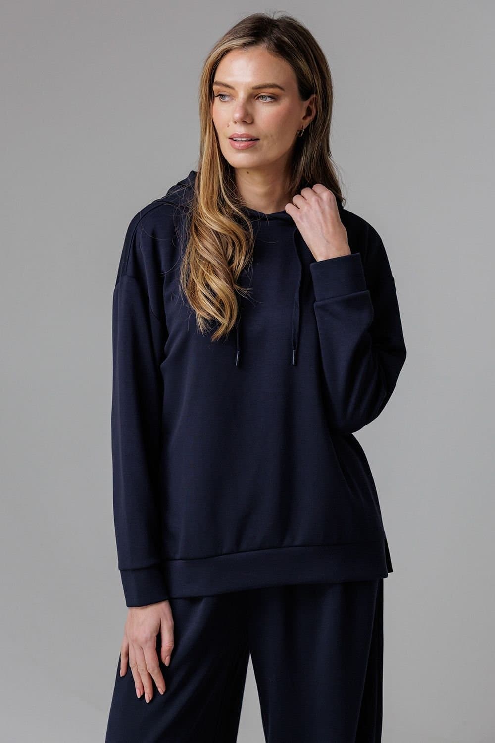 French Connection French Connection Women's Luxe Oversized Drawcord Hoody in Navy