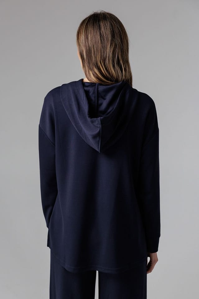 French Connection French Connection Women's Luxe Oversized Drawcord Hoody in Navy - 2