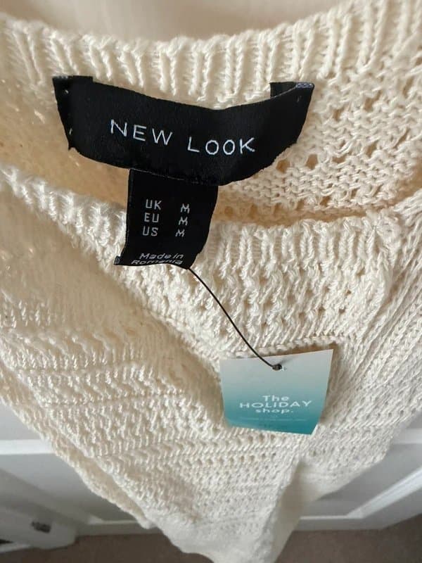 New Look New Look Cream Crochet Mini Dress for Summer Holidays Size Medium New with Tags