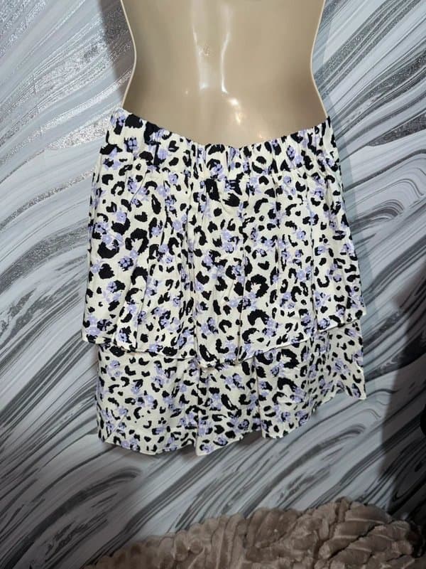 ASOS Design Asos Design Lilac Leopard Print Tiered Ruffle Mini Skirt | Size UK 6 | BNWT 💜