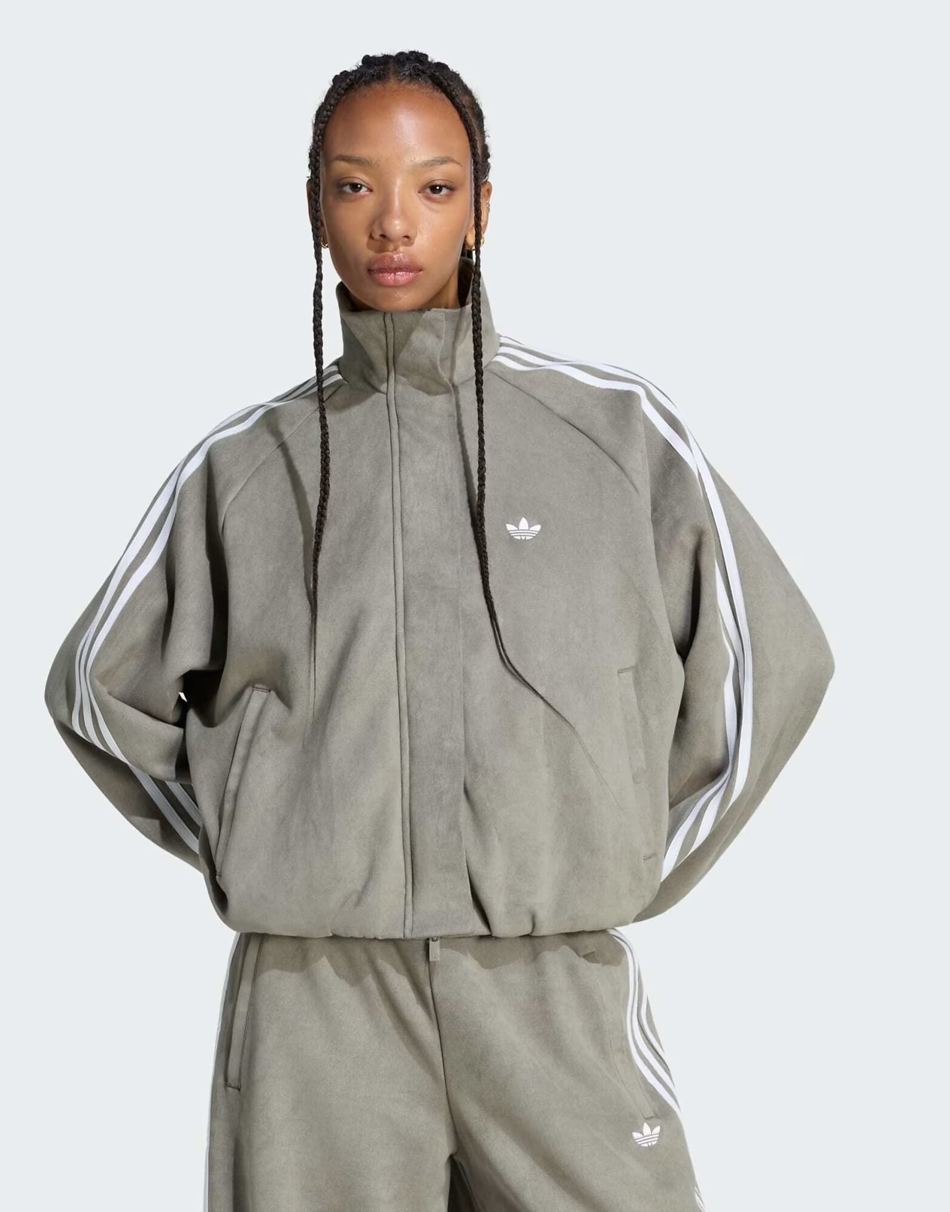 ASOS adidas Originals faux suede track jacket in green