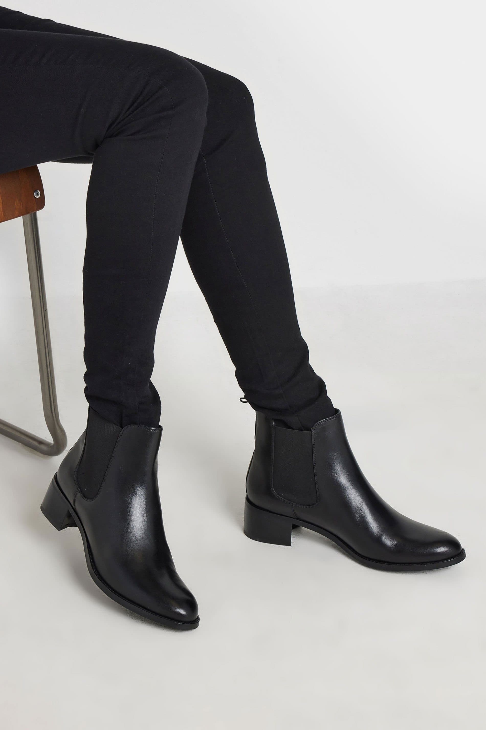 Long Tall Sally Long Tall Sally Black Leather Chelsea Boots