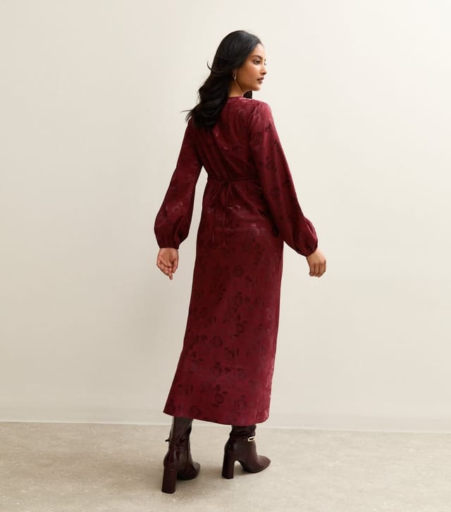 New Look Women's Dark Burgundy Floral Long Sleeve Midi Dress New Look - 3
