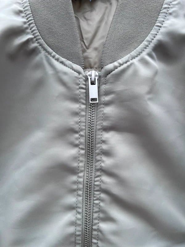 H&M H&M Shoulder-Pad Crop Bomber Jacket | Light Khaki Green XS NWOT