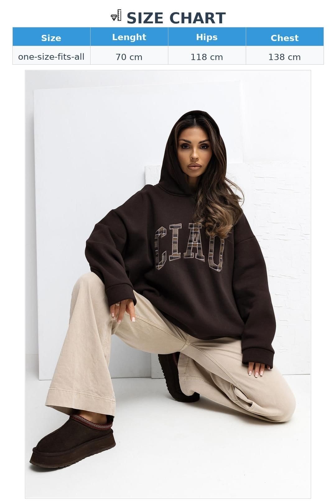 Love Lace Love Lace Women's Embroidered Cotton Elastane Hoodie with Hood in Brown - 4