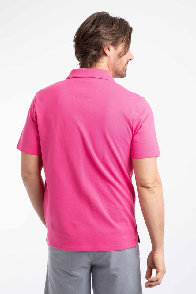 Weird Fish Weird Fish Men's Miles Pique Polo Shirt in Pink - 3