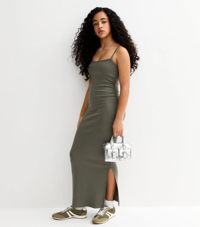 New Look Girls' Khaki Ruched Jersey Maxi Dress New Look - 2