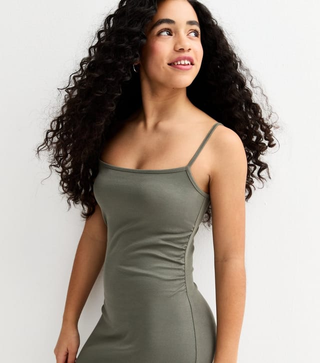 New Look Girls' Khaki Ruched Jersey Maxi Dress New Look - 3