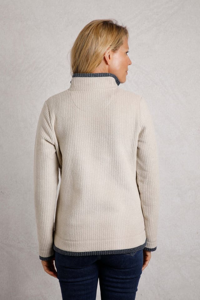 Weird Fish Weird Fish Women's Beye 1/4 Zip Grid Fleece in Ecru - 3