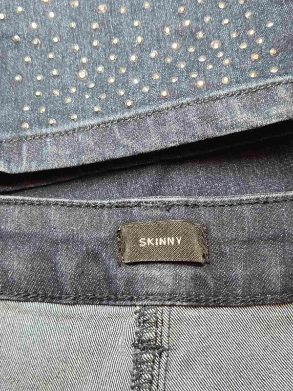 TU Tu Dark Blue Skinny Jeans Size 22 | Embellished Rhinestone Hem Denim 💙 - 1