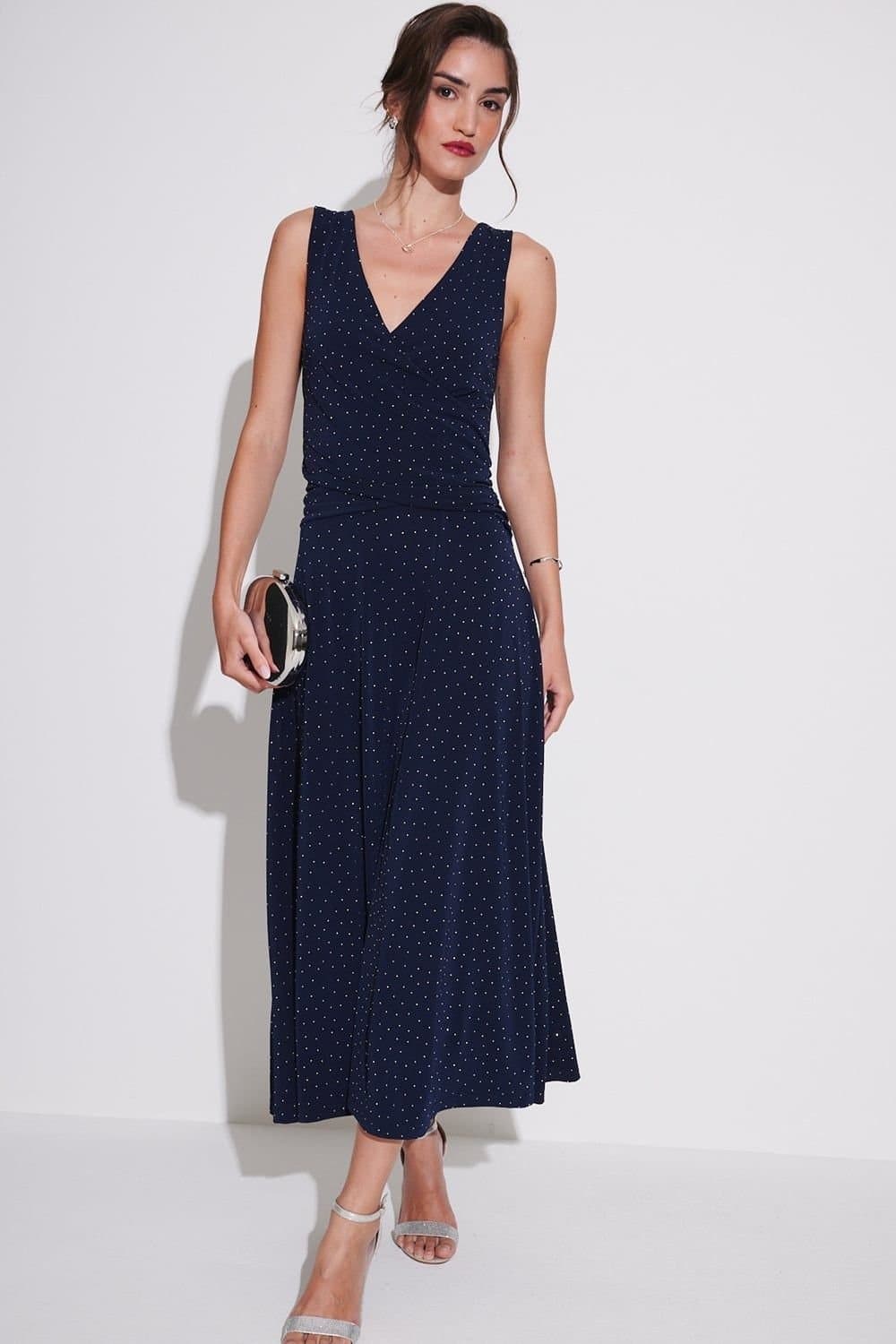 Klass. Klass. Women's Sleeveless Embellished Maxi Dress in Dark Navy